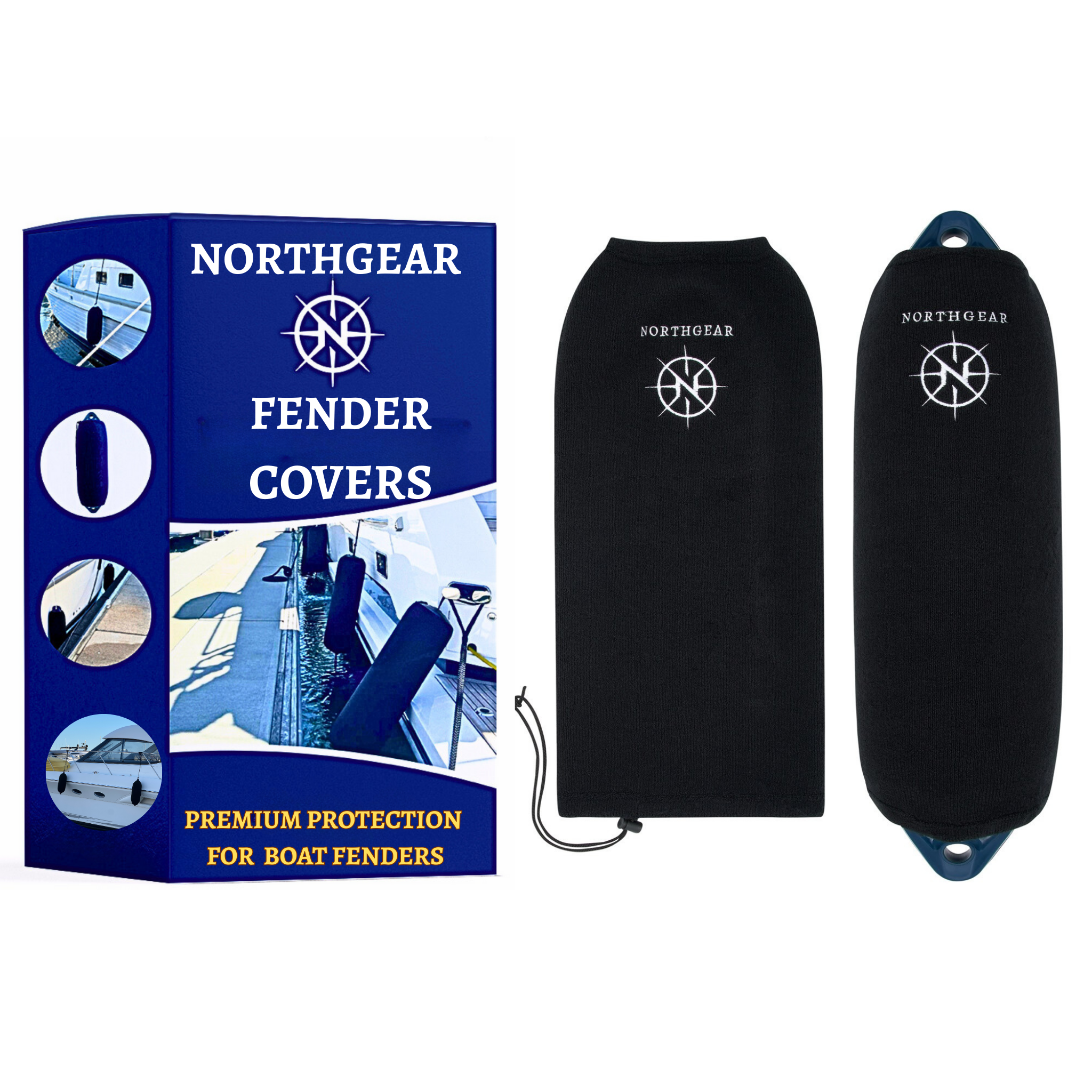 NORTHGEAR™ Premium Fender Covers – 23" Black Marine-Grade Protection