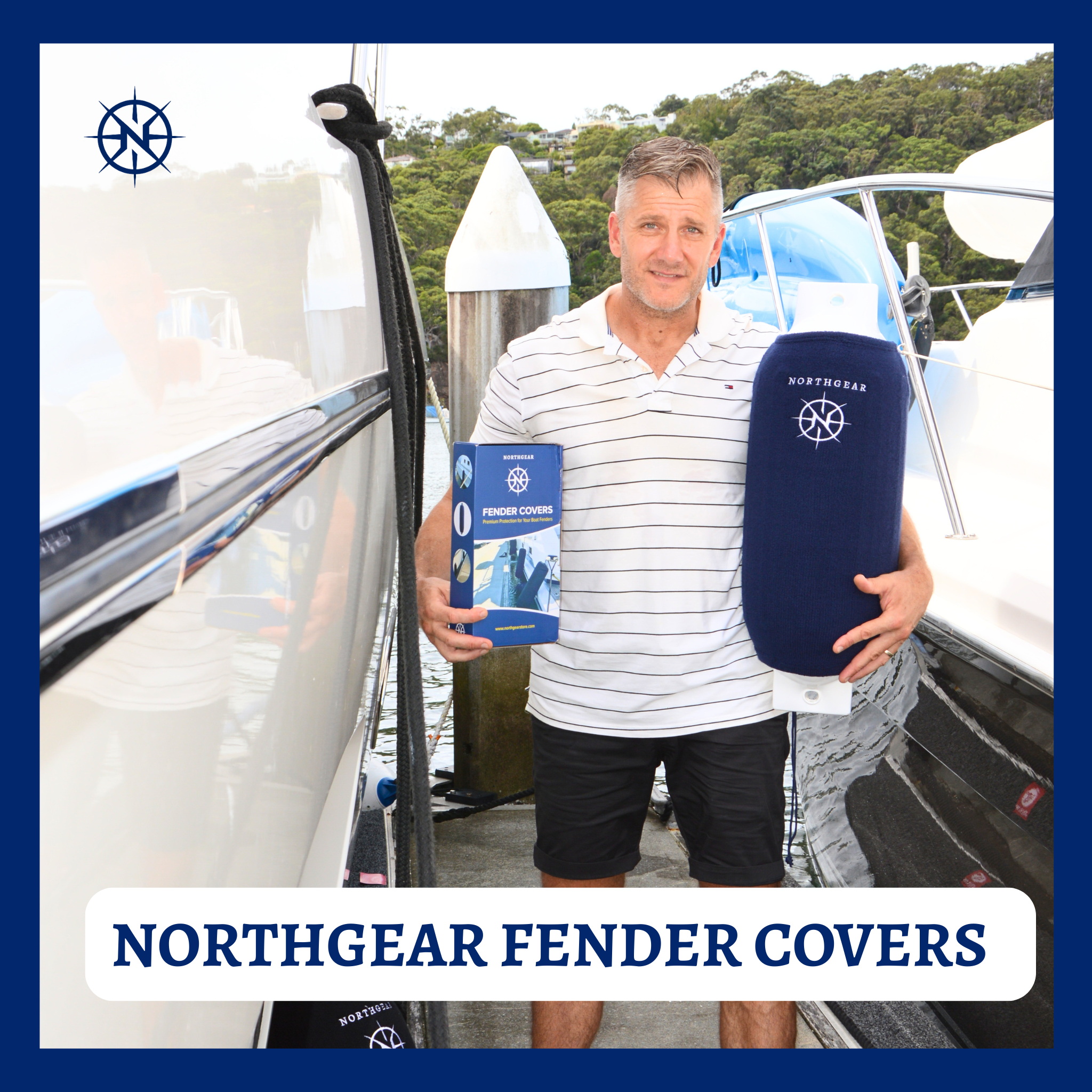 NORTHGEAR™ Premium Fender Covers – Navy Blue 8" × 22" Marine-Grade Protection (2-Pack)