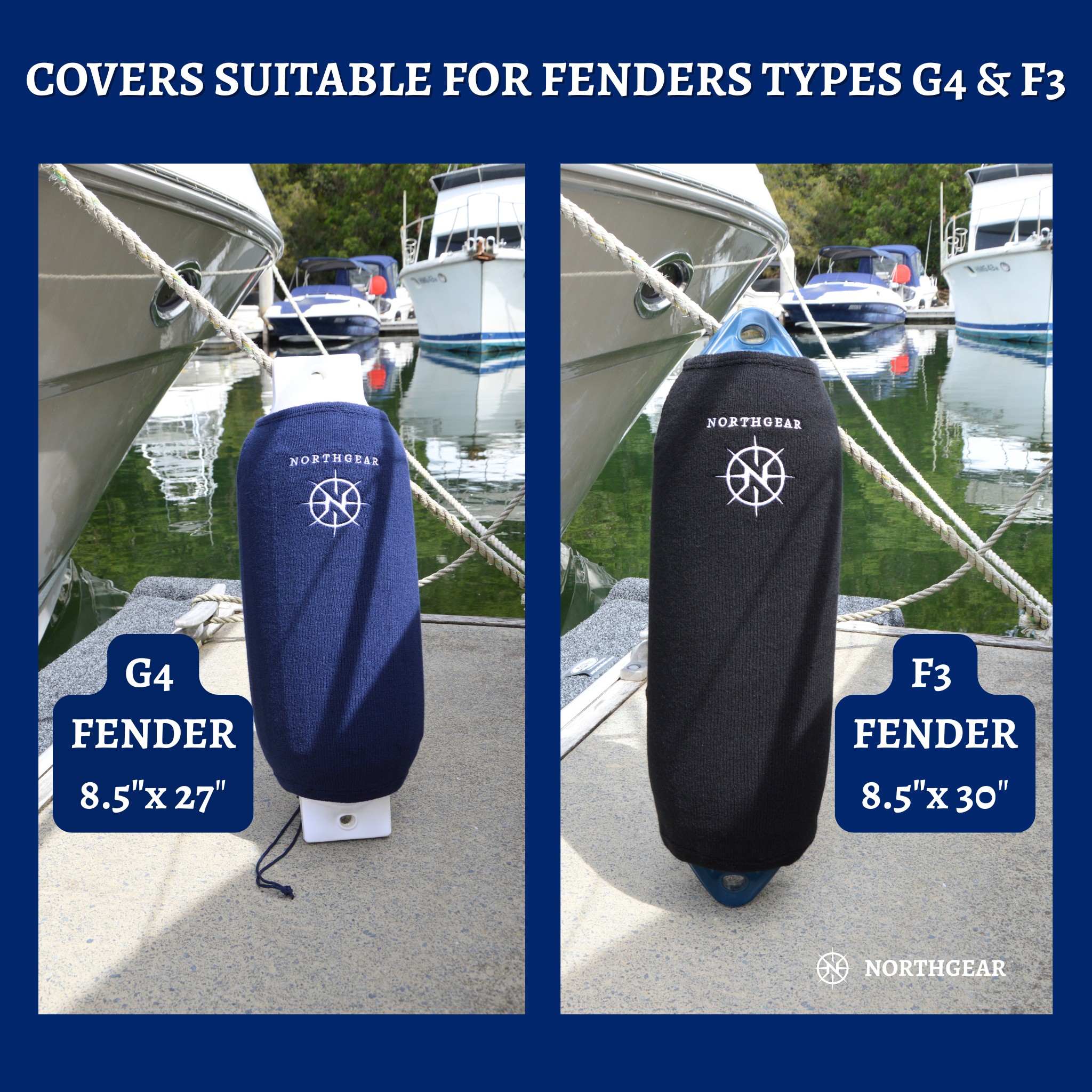 NORTHGEAR™ Premium Fender Covers – 23" Black Marine-Grade Protection