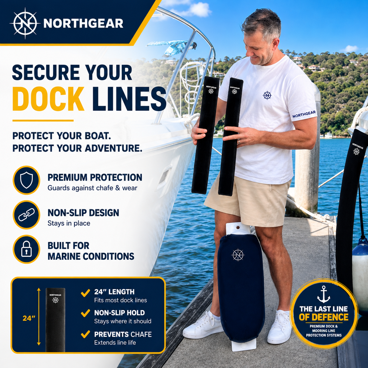 NORTHGEAR® Premium Non-Slip Dock Line Chafe Guards (4 Pack)