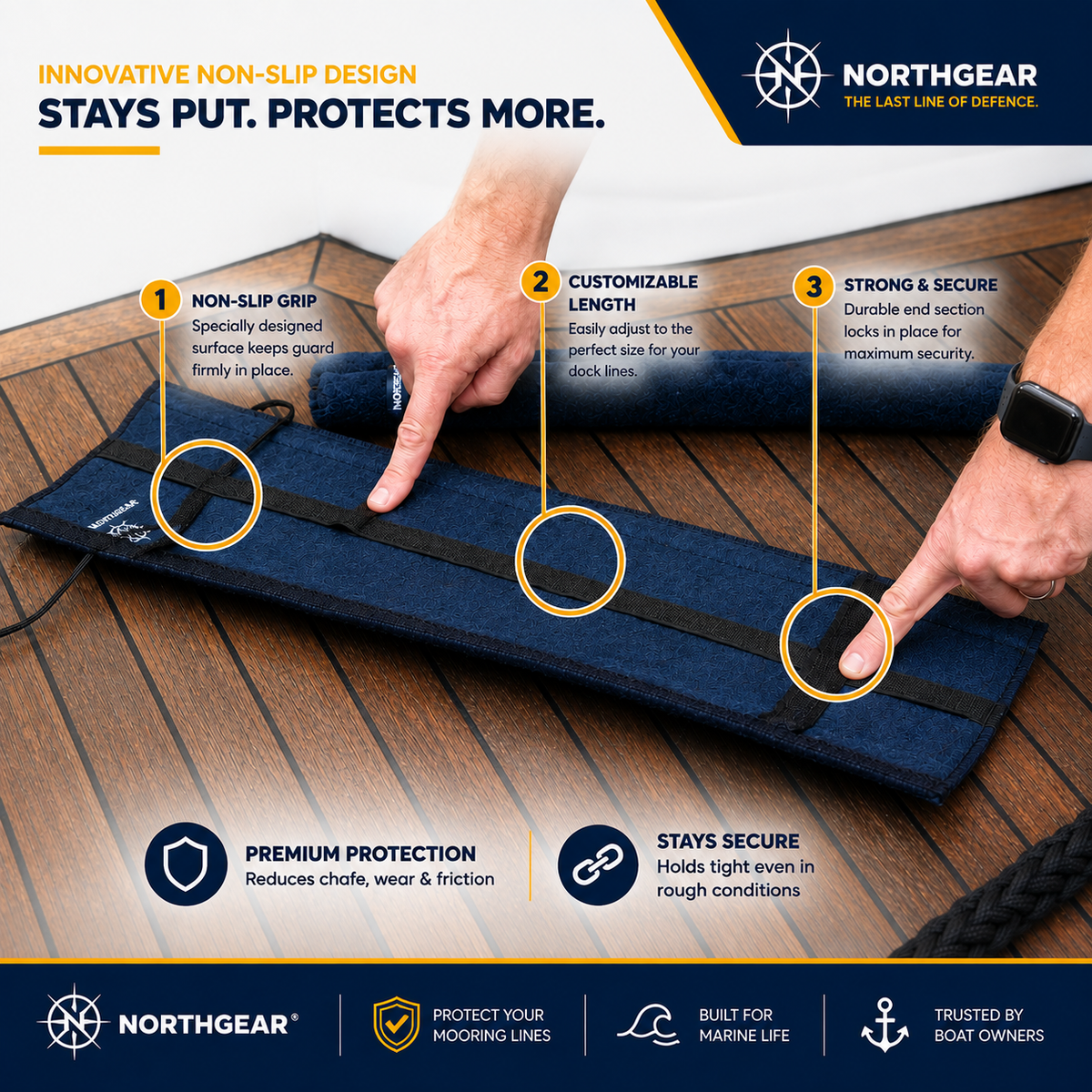 NORTHGEAR® Premium Non-Slip Dock Line Chafe Guards (4 Pack)