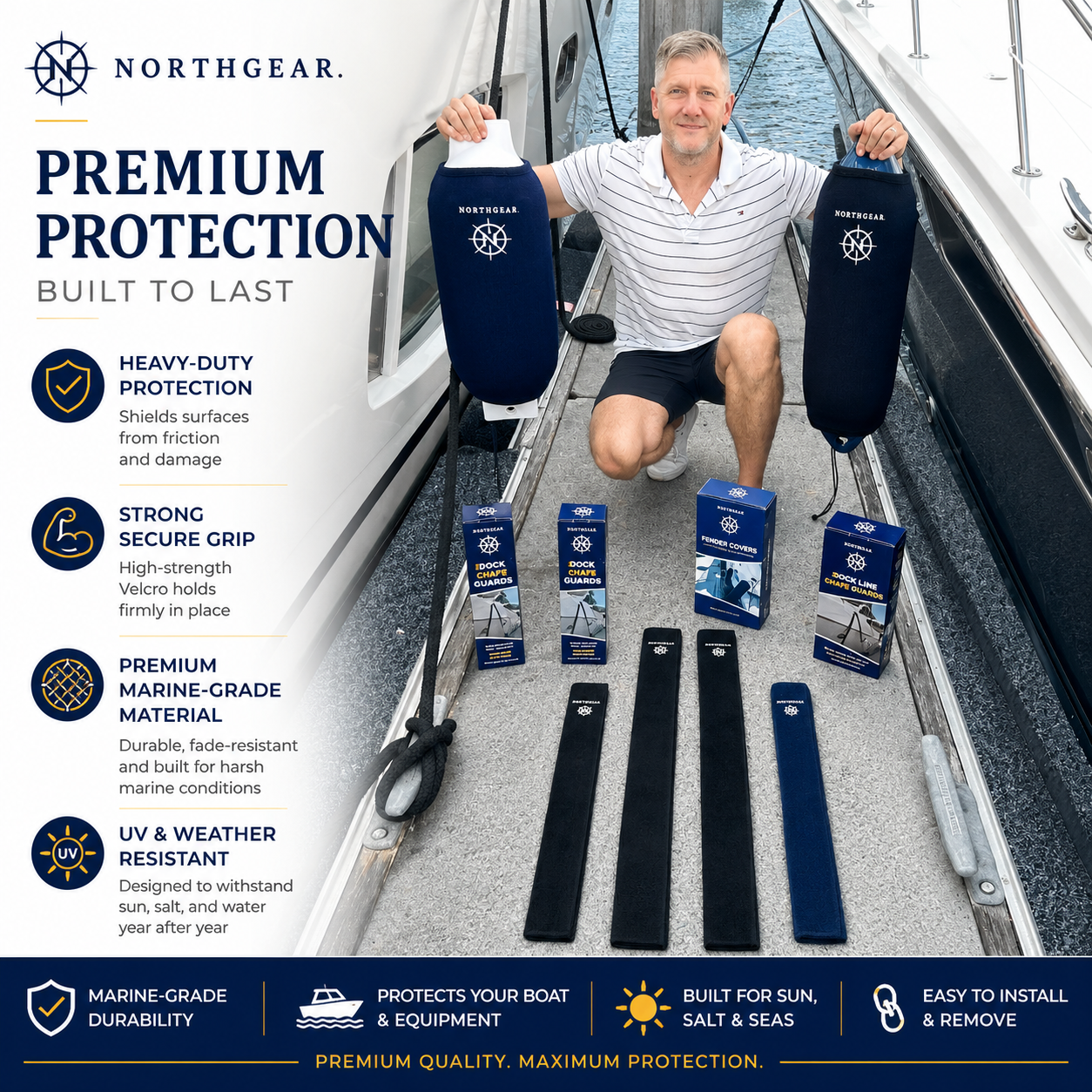NORTHGEAR® Premium Non-Slip Dock Line Chafe Guards (4 Pack)