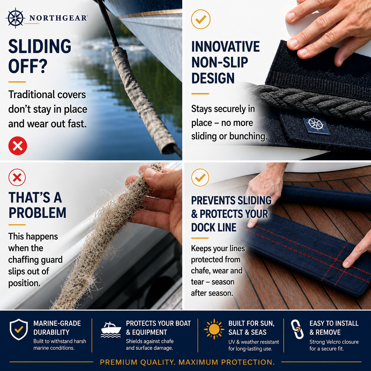 NORTHGEAR® Premium Non-Slip Dock Line Chafe Guards (4 Pack)