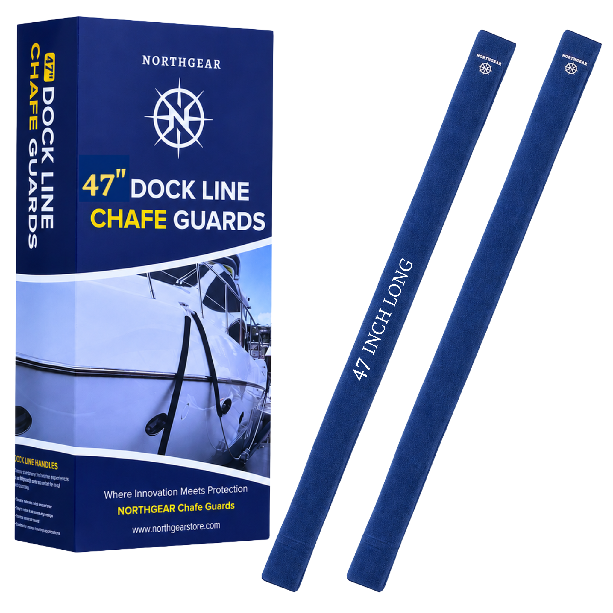 NORTHGEAR Extra Long 47" Non-Slip Dock Line Chafe Guards - Navy Blue
