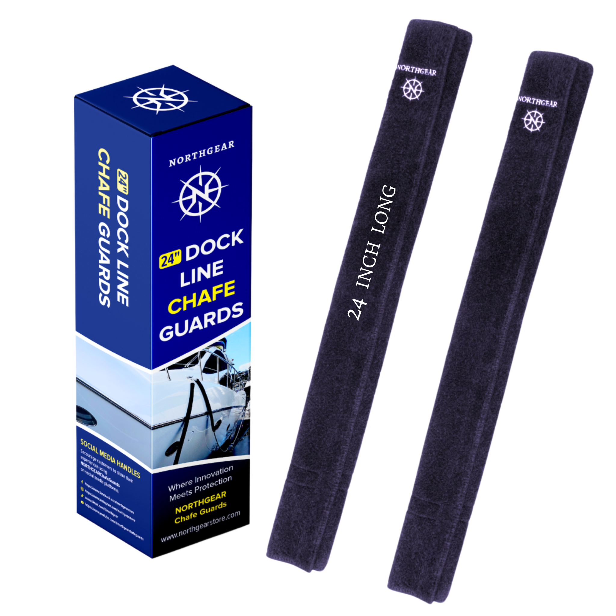 NORTHGEAR™ Premium Non-Slip Dock Line Chafe Guards – 2-Pack, 24" Modular Marine Protection