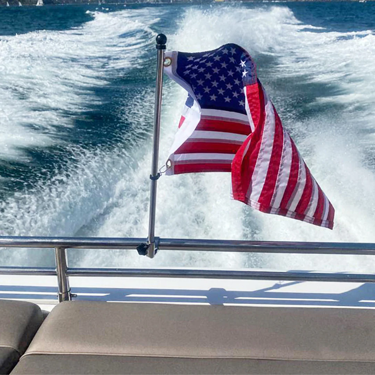 NorthGear™ 18" Boat Flag Pole Kit with 12" × 18" American Flag – Stainless Steel Mount