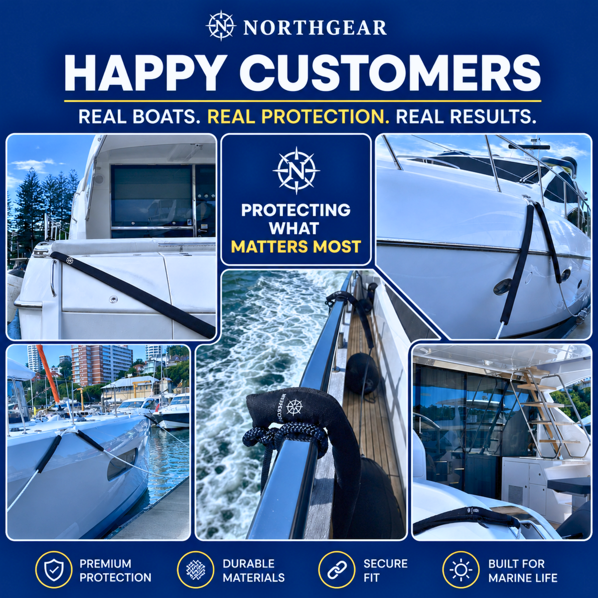 NORTHGEAR Extra Long 47" Non-Slip Dock Line Chafe Guards - Navy Blue