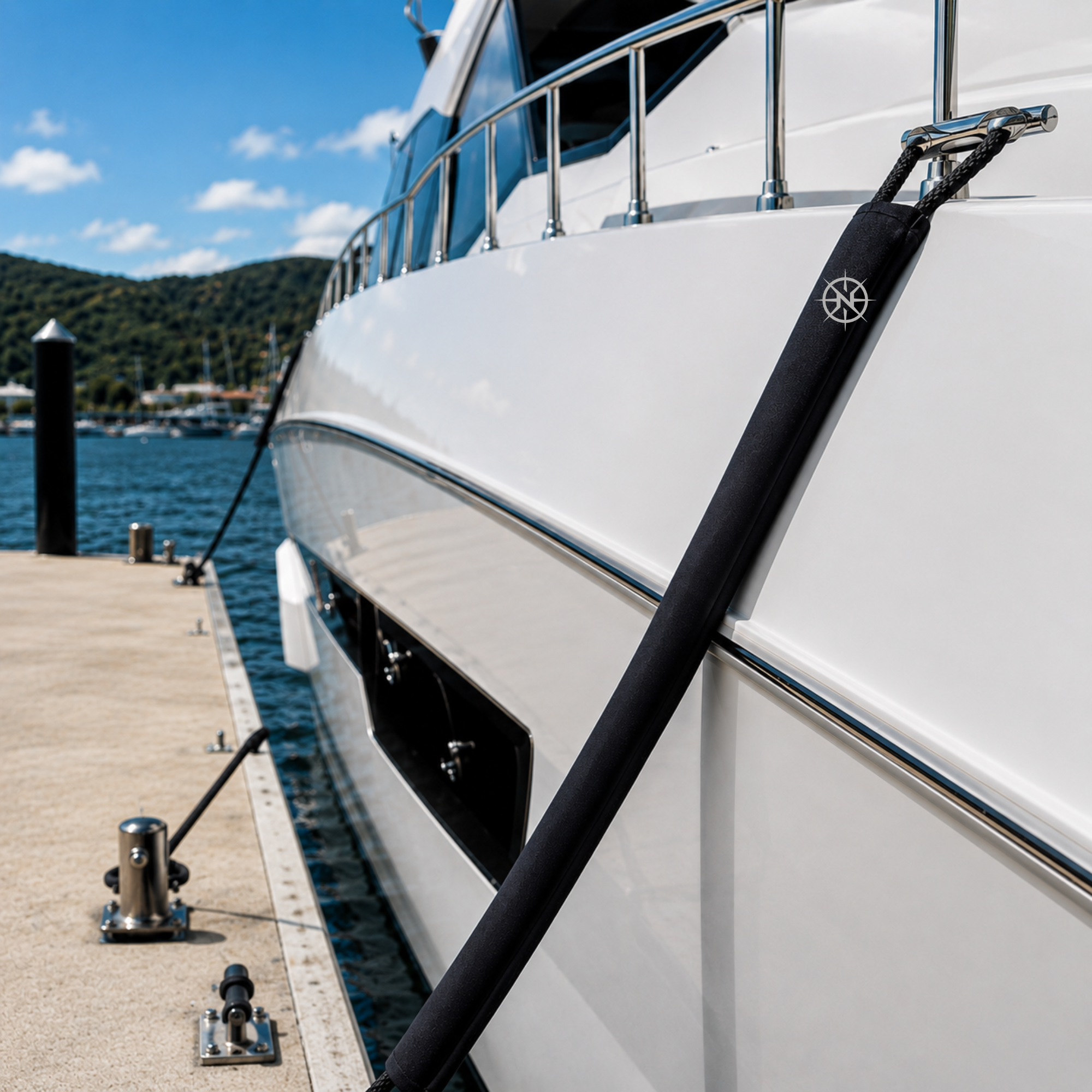 Extra Long 47" Non-Slip Dock Line Chafe Guards - BLACK