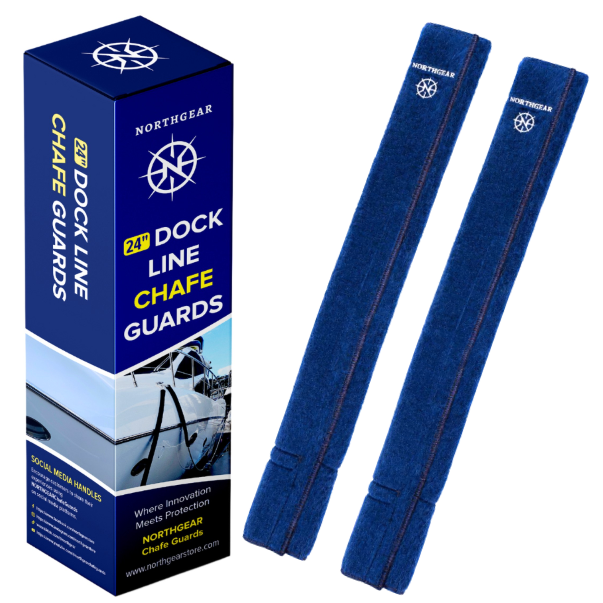 NORTHGEAR™ Premium Non-Slip Dock Line Chafe Guards – 2-Pack, 24" Modular Marine Protection