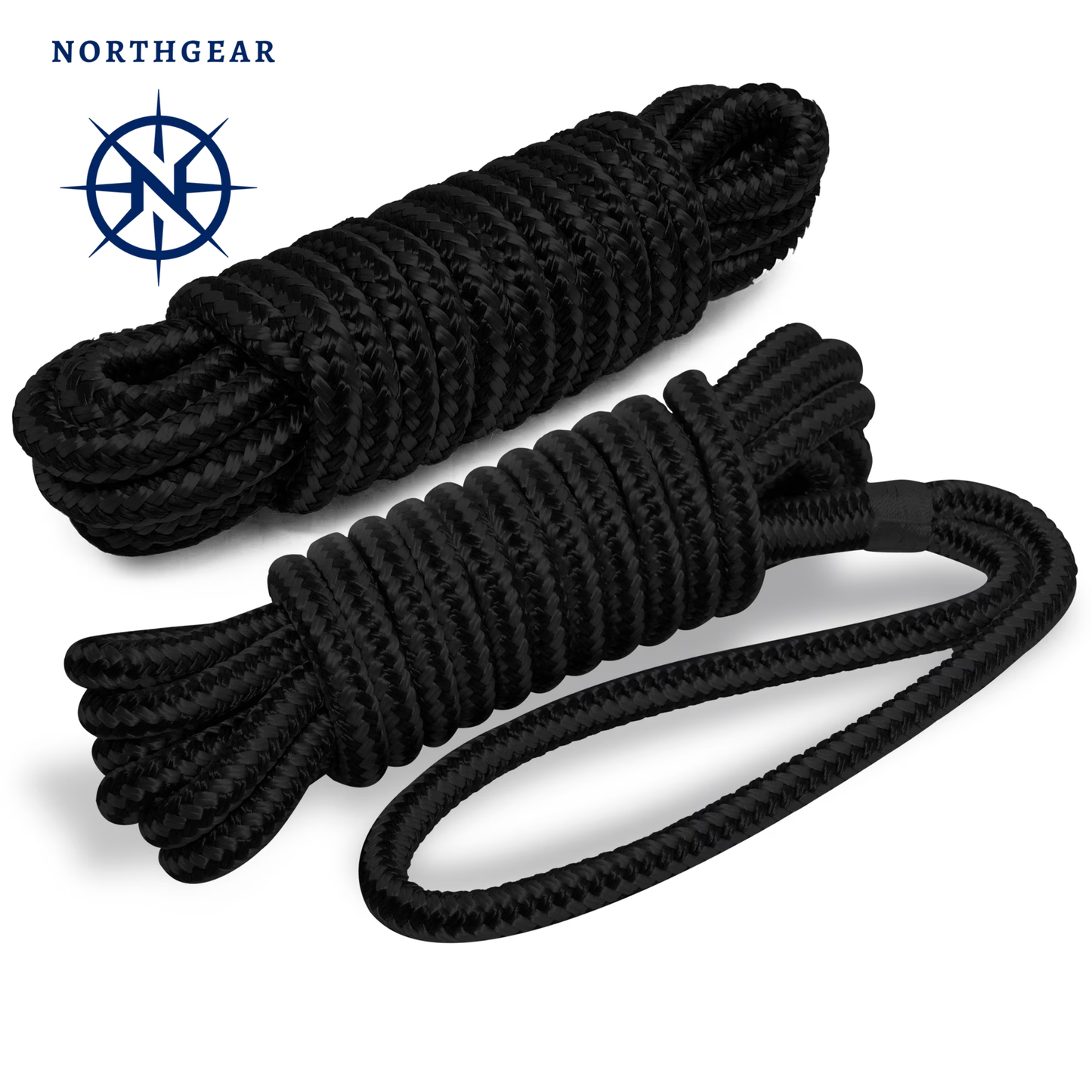 northgear 2 pack dock lines made with strong double braided rope for secure docking flexibility and long lasting marine performance