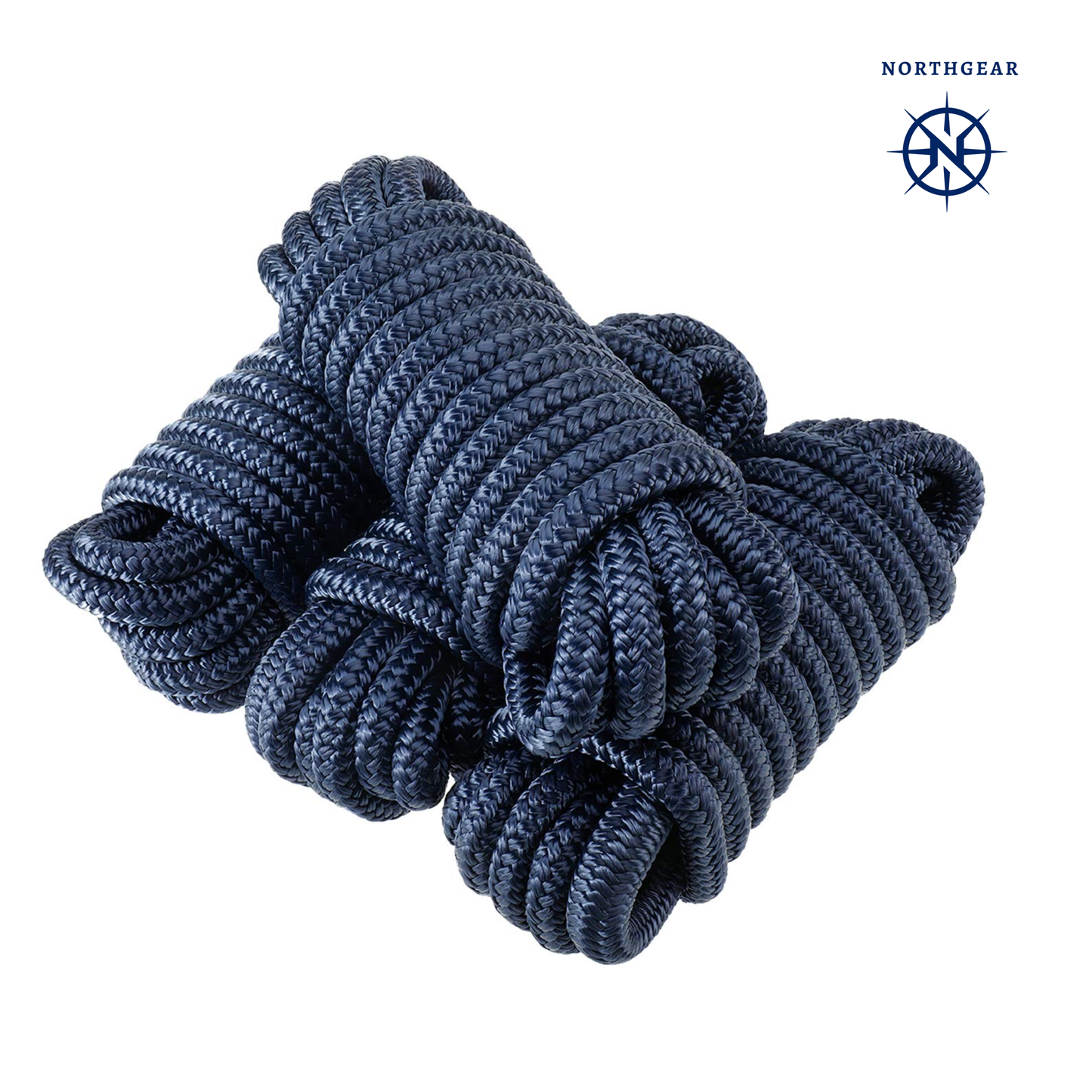 NorthGear™ Premium Double-Braided Dock Lines – 3/8" × 15' (4-Pack) Marine-Grade Nylon